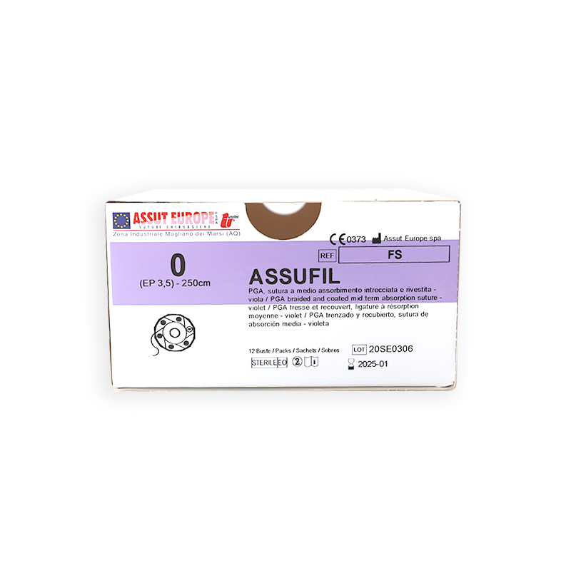 АССУФІЛ (полімер гліколевої кислоти) USP3/0 70 см колюча голка 26 мм 1/2